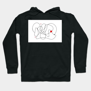 Minimalist Line Art Abstract Black White And Red Hoodie